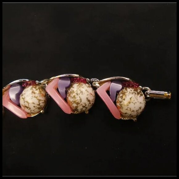 Retro Link Bracelet One of a Kind Abstract Art Collage Recycled Vintage - Picture 3 of 10